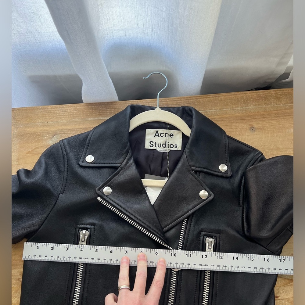 ACNE Studios Mock Core Leather Moto Jacket in Black Women’s Size 2 New - Picture 10 of 13